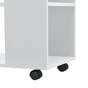 Sofabord Älvdalen 60x70x35 cm ekstra hylde og låsbare hjul Hvid en.casa