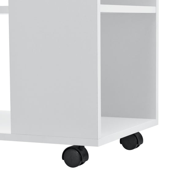 Sofabord Älvdalen 60x70x35 cm ekstra hylde og låsbare hjul Hvid en.casa