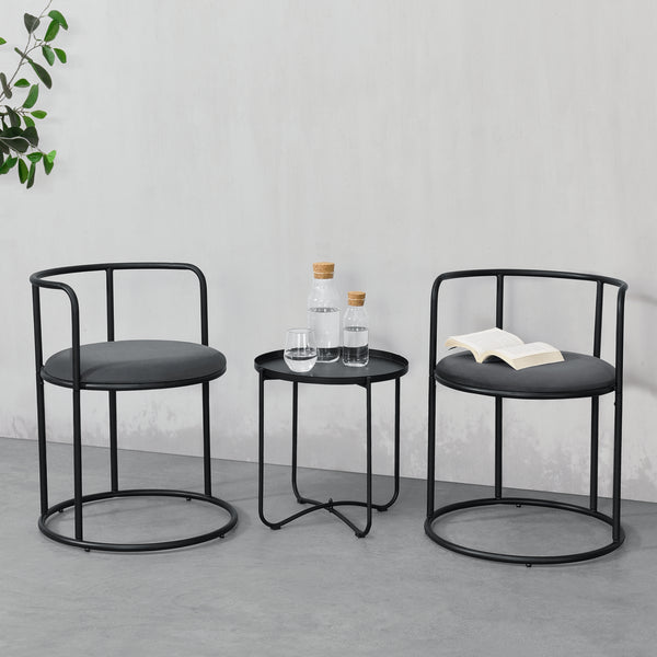 Bord med 2 stole Älvkarleby Black en.casa
