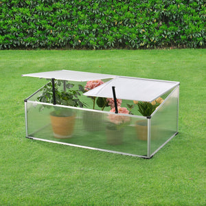 Hoorn køleramme med tag opdelt i grene 100x60x40 cm aluminium polycarbonat en.casa