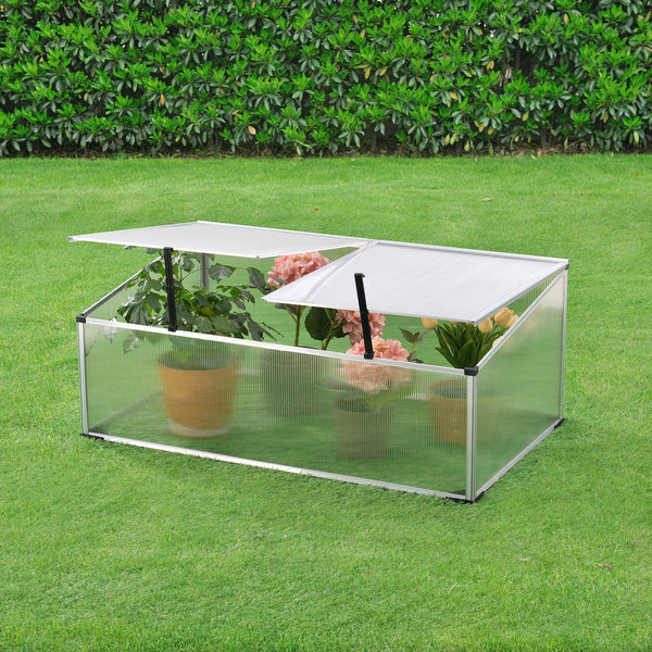Hoorn køleramme med tag opdelt i grene 100x60x40 cm aluminium polycarbonat en.casa