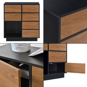Sideskab Krokom 88x80x30 cm sort/mørkt træ en.casa