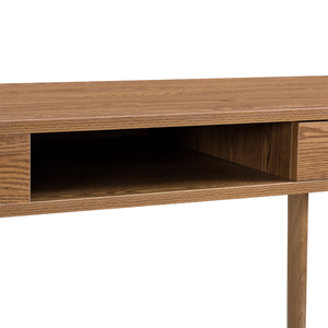 Habo skrivebord med hylde og skuffe 115x48x74cm Mørkt træ en.casa