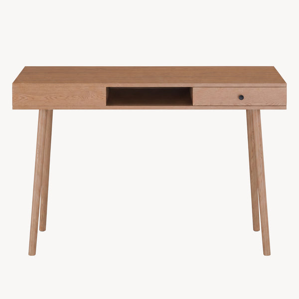 Habo skrivebord med hylde og skuffe 115x48x74cm Mørkt træ en.casa