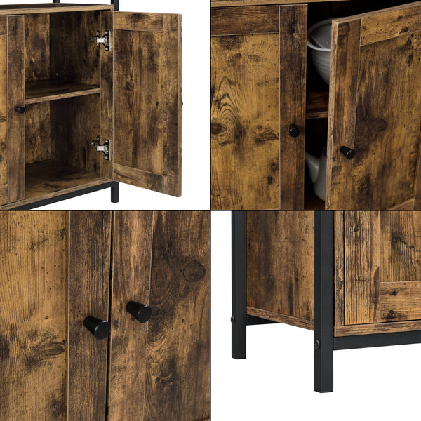 Sidebord Aremark 79x60x30cm med skabsrum Mørk træfarve [en.casa].