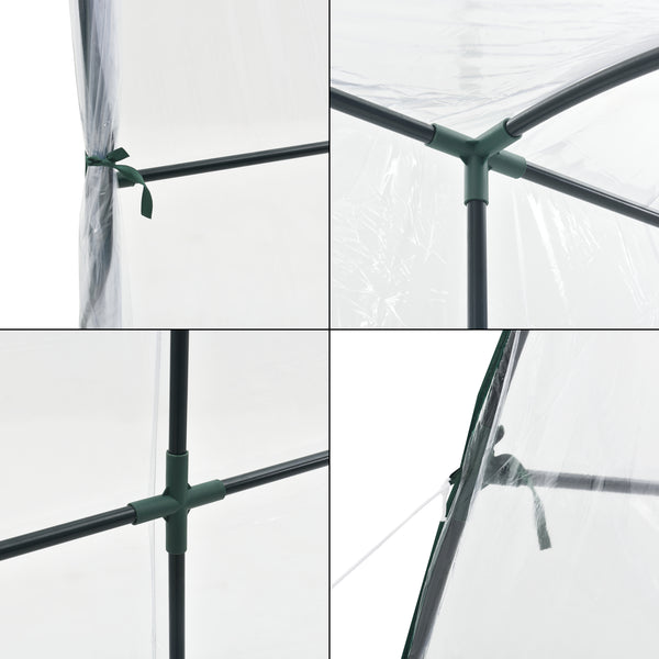 Vægdrivhus Juta 100x200x215cm PVC-film Transparent [en.casa]
