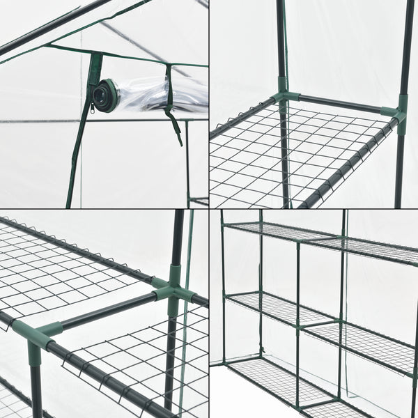 Drivhus Grünau med hylder 200x200x220cm Transparent [en.casa].