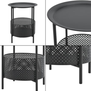 Kruibeke sidebord 46x35cm med kurv sort [en.casa].