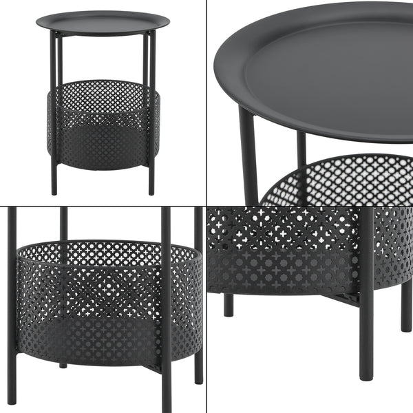 Kruibeke sidebord 46x35cm med kurv sort [en.casa].