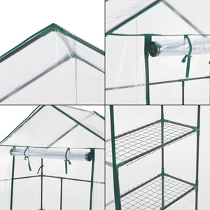 Hoorn drivhus med hylder 140x73x195cm Transparent [en.casa].