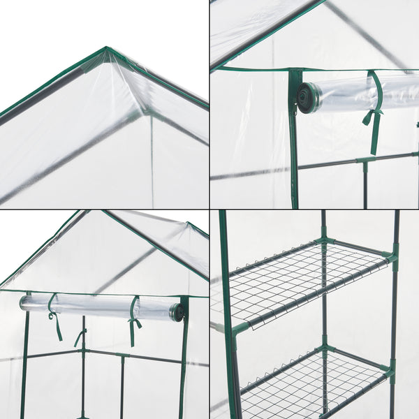 Hoorn drivhus med hylder 140x73x195cm Transparent [en.casa].