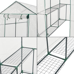 Drivhus Oosterhout med hylder 120x186x190cm Transparent [en.casa].