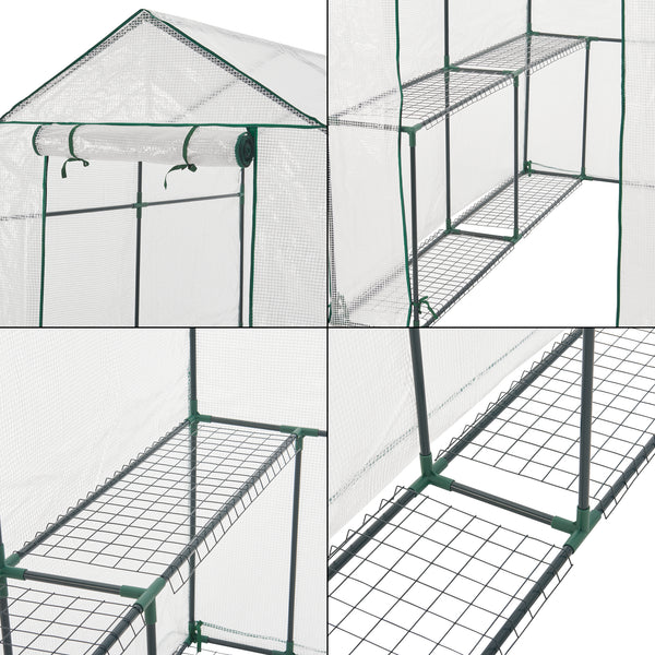 Drivhus Oosterhout med hylder 120x186x190cm Transparent [en.casa].