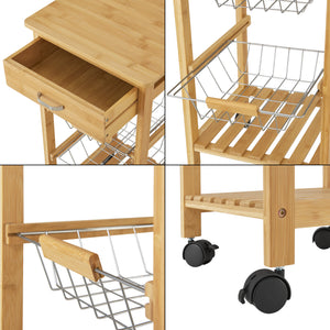 Køkkenvogn i bambus Stenungsund med skuffe 76x36x36cm [en.casa].