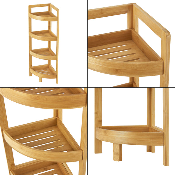 Bambus badeværelseshylde Lestijärvi hjørnehylde med 4 hylder 80x23x23cm [en.casa].