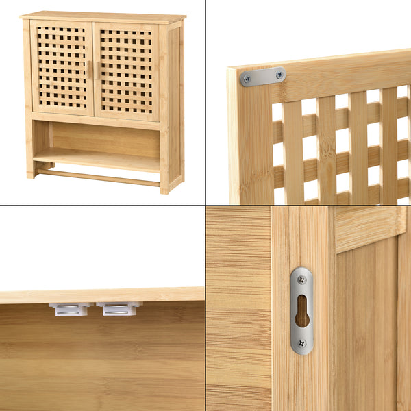 Badeværelsesskab Borlänge vægskab bambus 66 x 62 x 20 cm [en.casa].