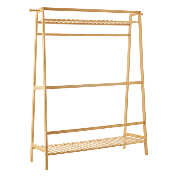 Garderobestativ Föglö 139 x 100 x 40 cm naturlig bambus [en.casa].