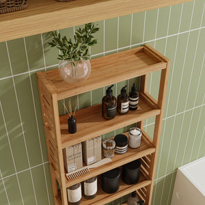 Stående hylde Forssa 165 x 42 x 28 cm naturlig bambus [en.casa].