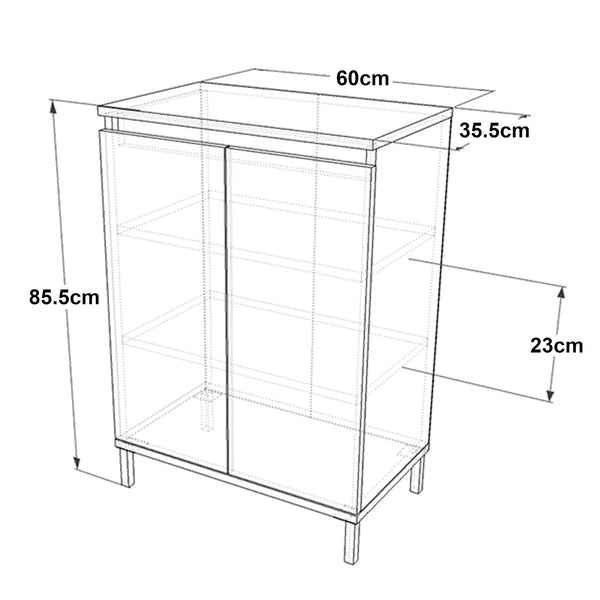 Lieksa skoskab med 3 hylder 85,5x60x35,5 cm grå eg [en.casa].
