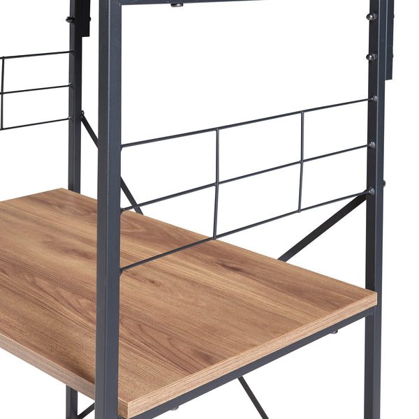 Stående hylde Billund med 4 hylder 133 x 60 x 42 cm sort/valnød-look [en.casa]