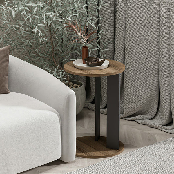 Frederiksberg sidebord 64x34 cm valnøddelook / antracit [en.casa].