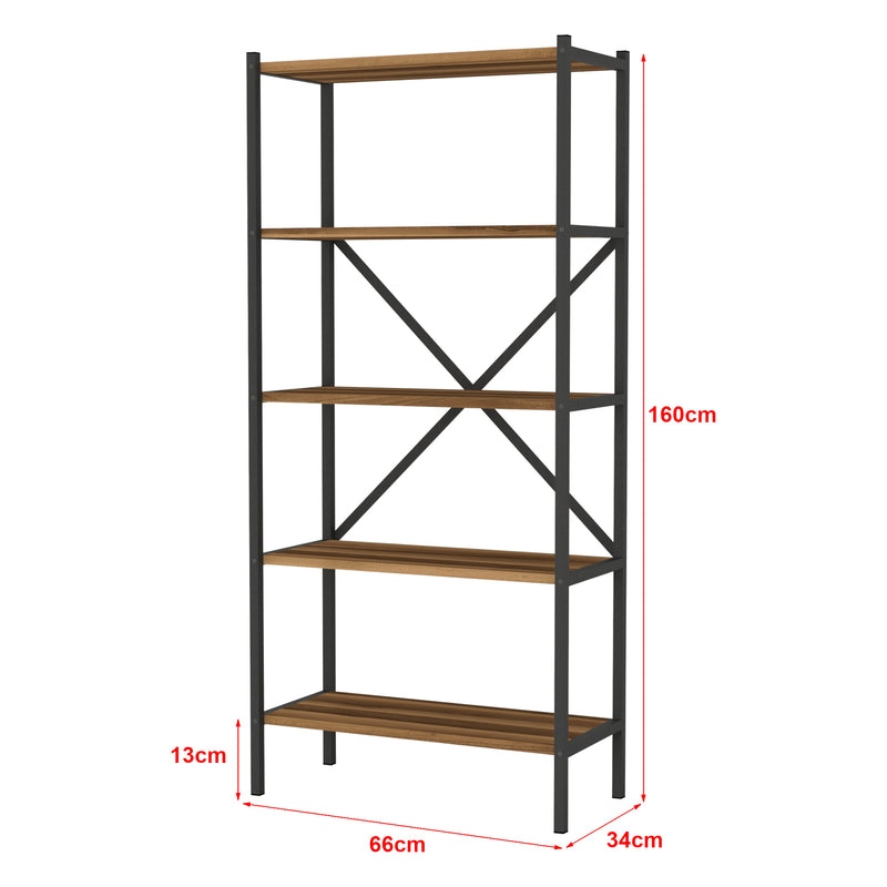 Målskitse Køkkenhylde Tomelilla 160x66x34 cm valnød/antracit [en.casa]