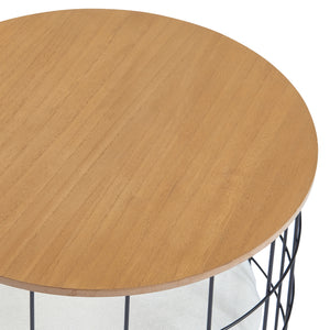 Flettet bordsæt Haapajärvi i et sæt af 2 med kattehule [en.casa].