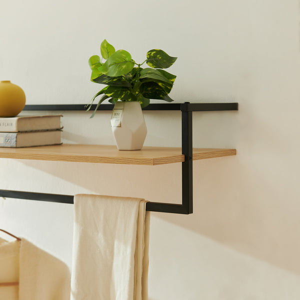 Vægknagerække Evje 80x30x20cm træfarver/sort [en.casa].