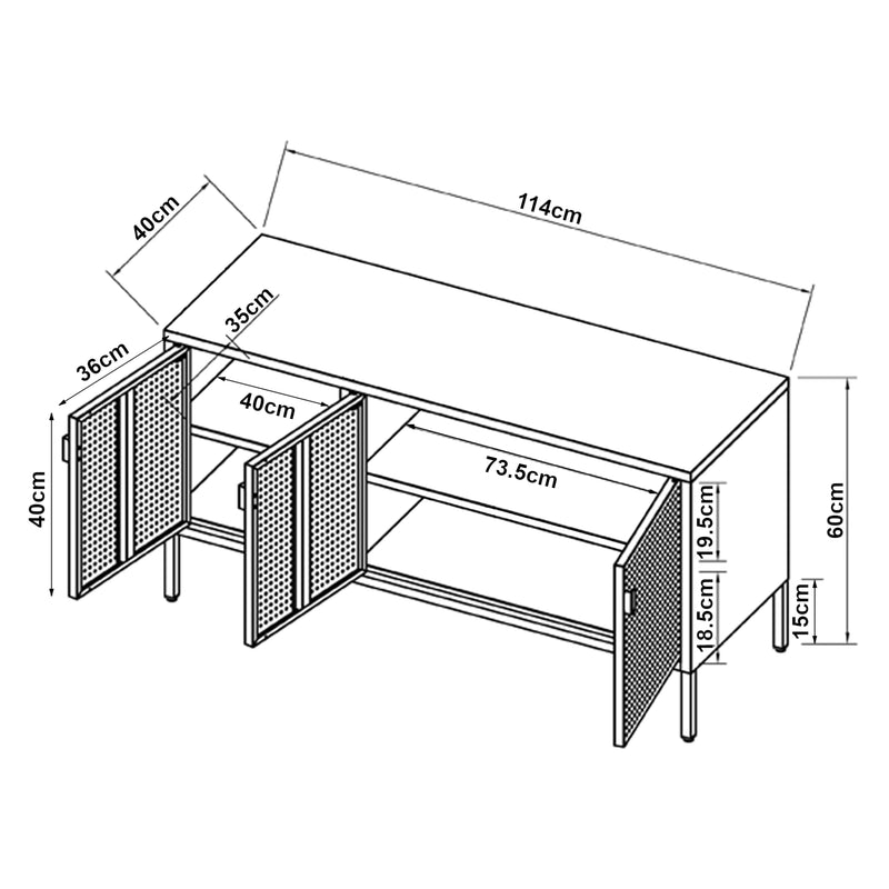 Målskitse TV-skab Castelli 114 x 40 x 60 cm stål [en.casa]