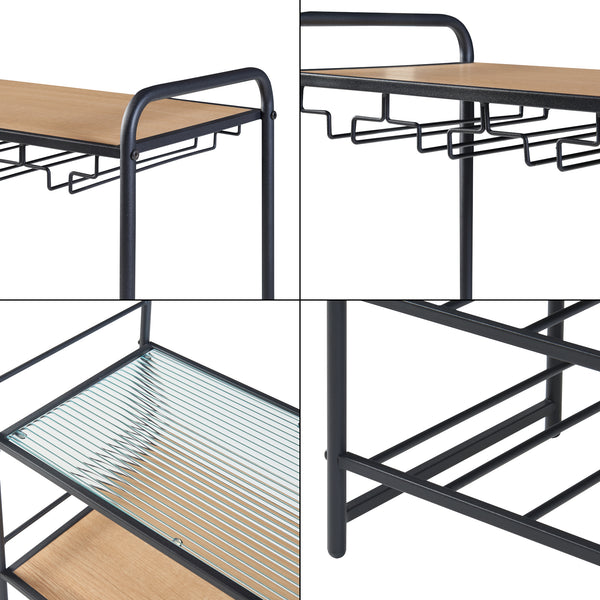 Hustadvika vinreol 120x61x33cm sort/eg [en.casa].