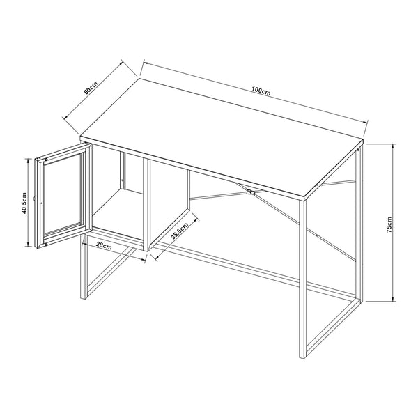 Skrivebord Sund Stål 75x100x50 cm Grå [en.casa]