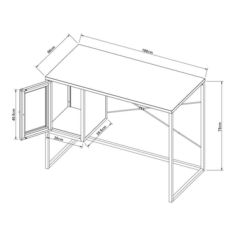 Målskitse Skrivebord Sund Stål 75x100x50 cm Grå [en.casa]