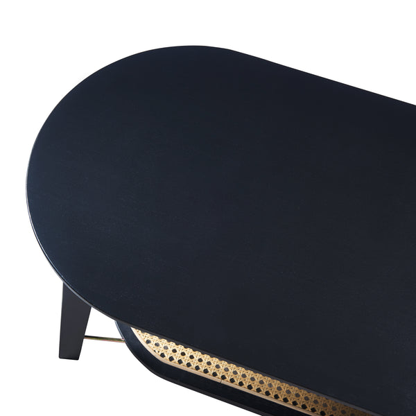 Sofabord Taivalkoski 120x43x40 cm Sort/Rattanlook [en.casa]