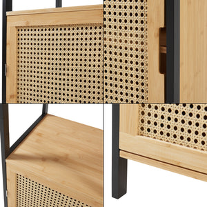 Højt skab Tervola 172x40x35cm Bambus Sort [en.casa]