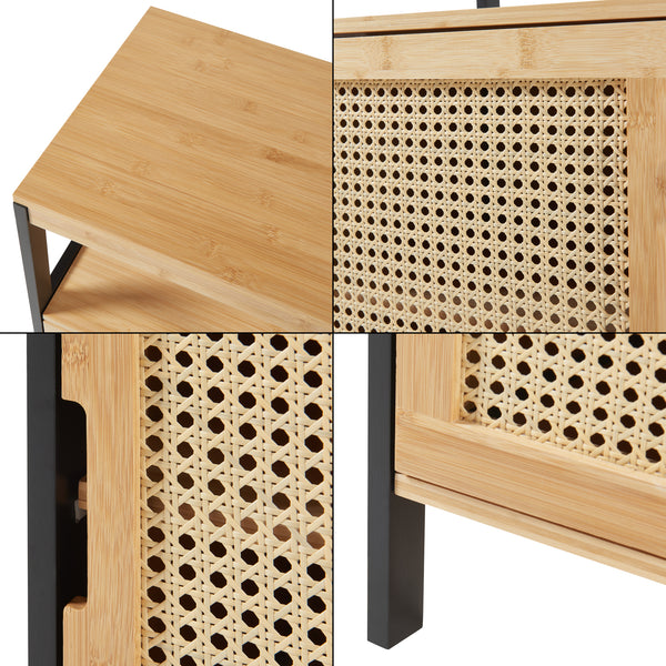 Badeskab Tervola 80x40x35cm Bambus Sort [en.casa]