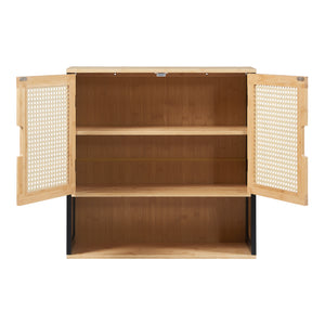 Mueble de baño de pared Tervola 60x60x20 cm - Negro/Bambú [en.casa] 