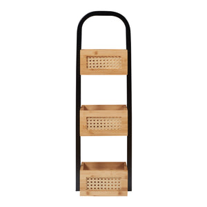 Badeværelseshylde Tervola 73x23x19 cm sort/bambus [en.casa].