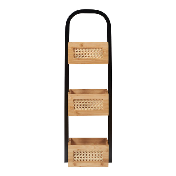 Badeværelseshylde Tervola 73x23x19 cm sort/bambus [en.casa].