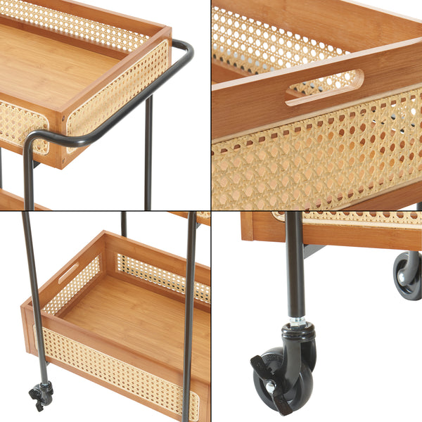 Serveringsvogn Tervola 81x61x39 cm rattanlook [en.casa]