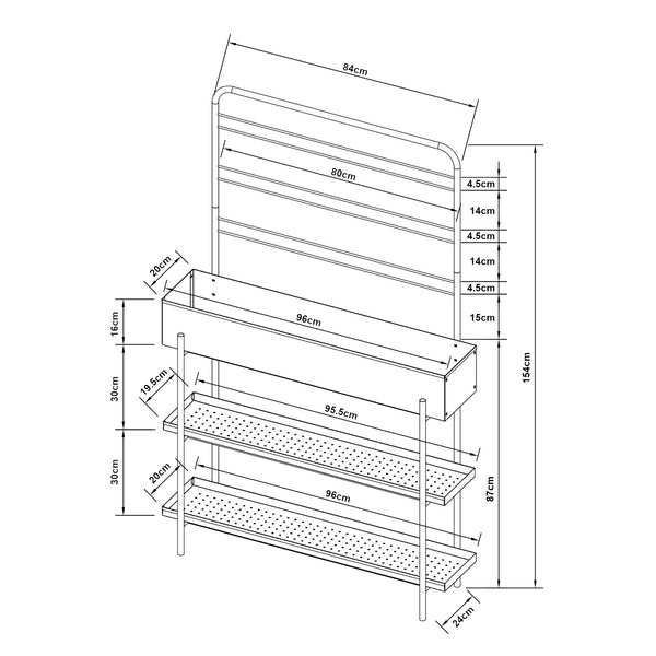 Udendørs plantestativ Aalsmeer metal 154x96x24 cm sort [casa.pro].