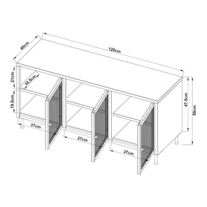 TV-møbel Lindau stål 120x40x59 cm cremehvid [en.casa]