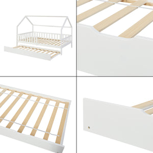 Udtræksseng Ydre 197x94x22 cm Hvid [en.casa]
