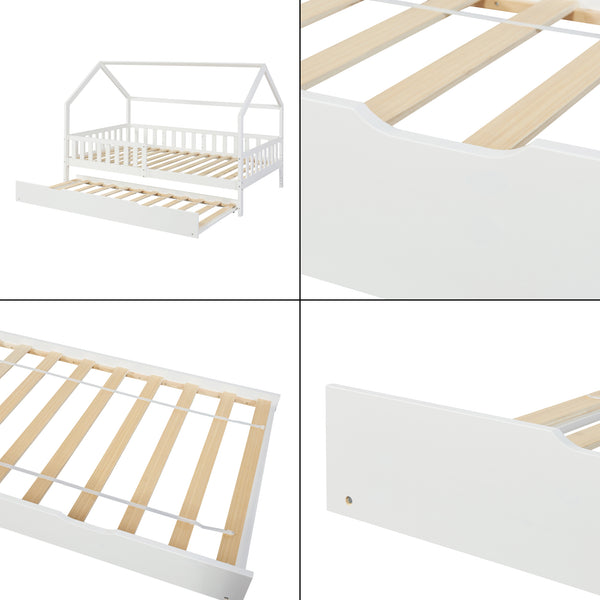 Udtræksseng Ydre 197x94x22 cm Hvid [en.casa]