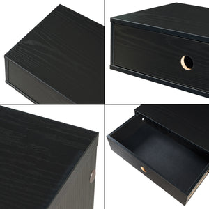 Stor væghylde med skuffe 65x30x15 cm sort [en.casa].