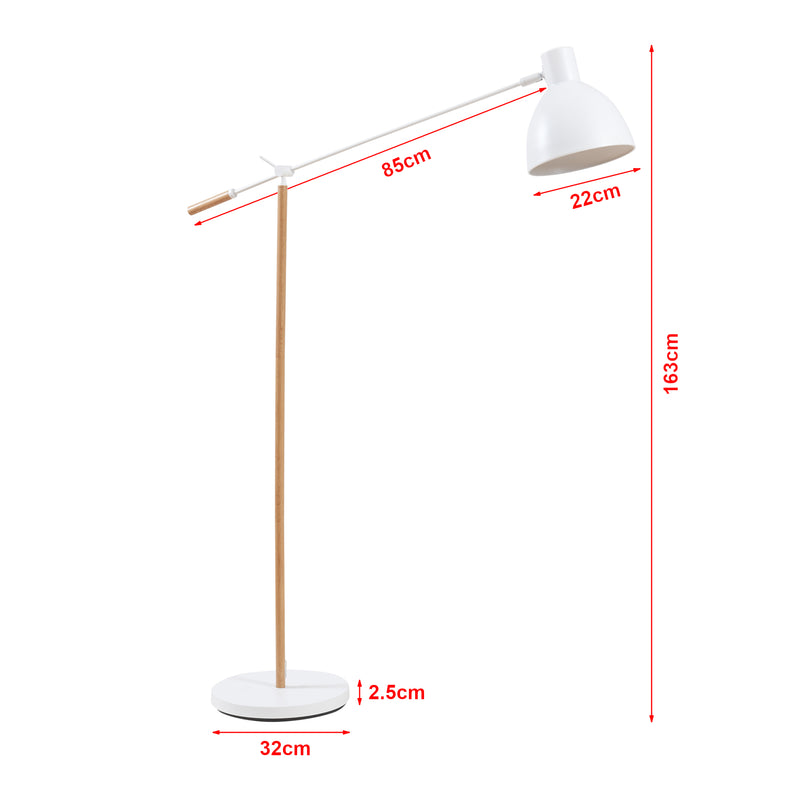 Målskitse Banchory metalgulvlampe 163 cm træ-effekt/hvid [lux.pro]