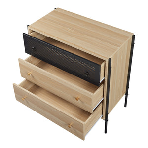 Kommode Tysnes med 3 skuffer 80x80x40 cm Eg/Svart [en.casa]