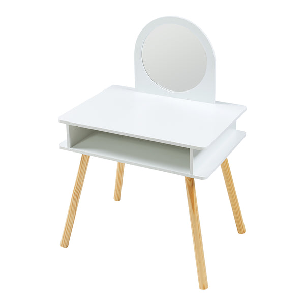 Børnepuslebord med skammel Ovanåker hvid/natur [en.casa]