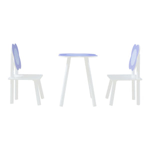 Simrishamn-børnesiddegruppe med blomsterdesign hvid/lilla [en.casa]