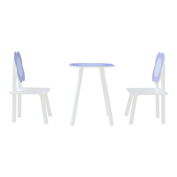 Simrishamn-børnesiddegruppe med blomsterdesign hvid/lilla [en.casa]
