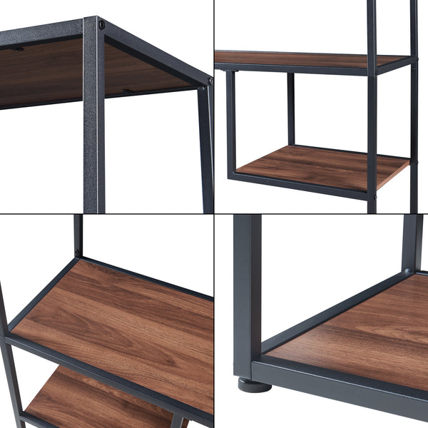 Bogreol Østre 180x83x34 cm sort/valnødde-look [en.casa].